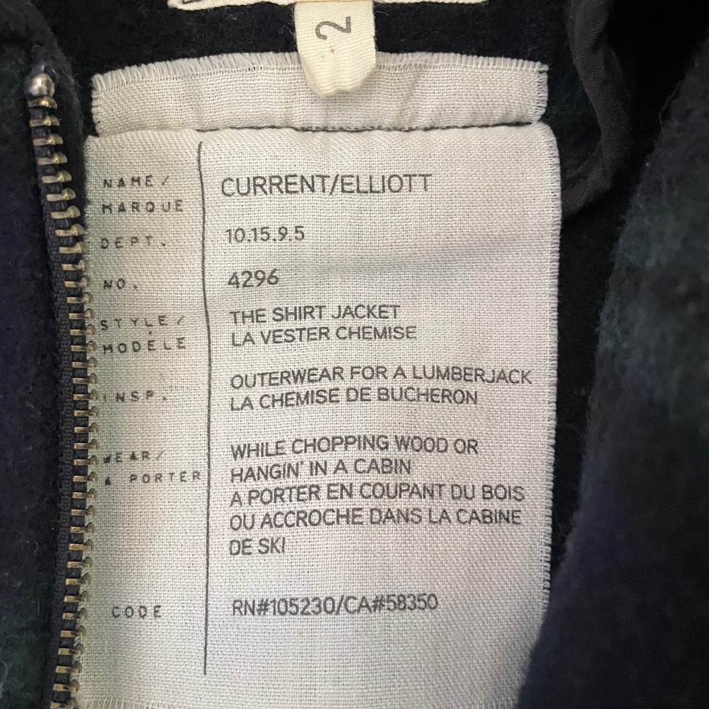 NWOT CURRENT/ELLIOTT Wool Felt Plaid Shirt Jacket - Picture 5 of 8